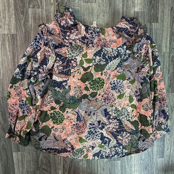 Terra & Sky Women’s Plus 2X Multicolor Floral Button Up Blouse - Picture 4 of 4